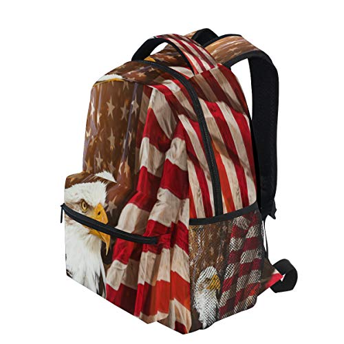 GIGIJY - Mochila con bandera americana con águila calva, para la escuela, para viajes, informal, para niños, niñas, niños, hombres y mujeres