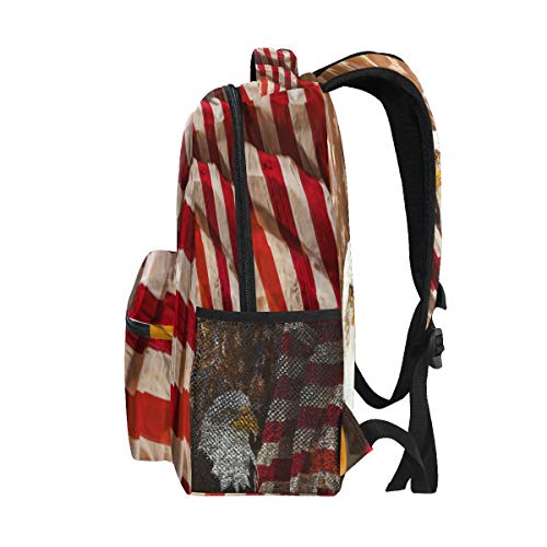 GIGIJY - Mochila con bandera americana con águila calva, para la escuela, para viajes, informal, para niños, niñas, niños, hombres y mujeres