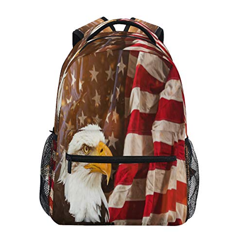 GIGIJY - Mochila con bandera americana con águila calva, para la escuela, para viajes, informal, para niños, niñas, niños, hombres y mujeres