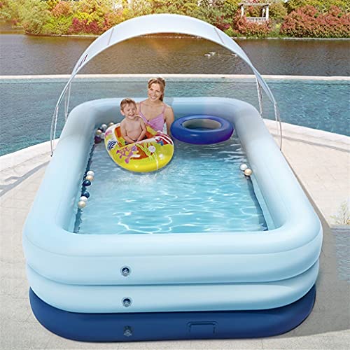 GJXJY Piscina Hinchable Familiar Rectangulares Piscina Inflable Infantil con Toldo,Inflado AutomáTico De Una Tecla,para NiñOs, Adultos, JardíN Y Al Aire Librel