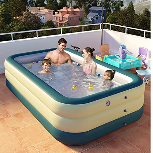 GJXJY Piscinas Hinchables Grandes Adultos con Bomba De Aire InaláMbrica, Piscinas Hinchables Rectangulares Piscina Inflable Infantil para NiñOs, Adultos, JardíN Y Al Aire Librel