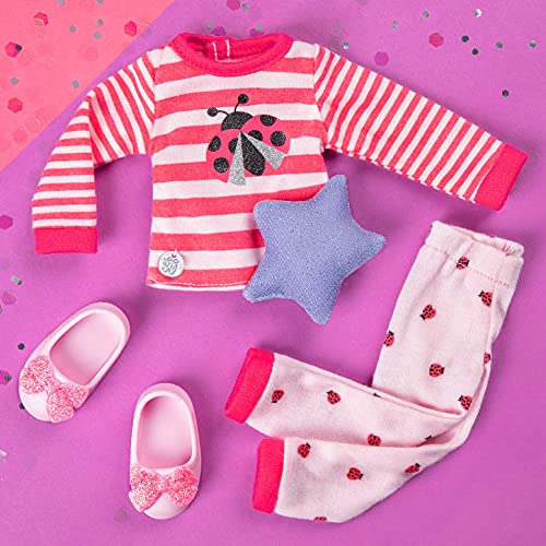 Glitter Girls Pajama Top and Pant Regular Outfit Conjunto de Pijama y pantalón de Ladybug Shimmer – Ropa de muñeca de 14 Pulgadas y Accesorios, Multicolor (Branford Ltd. GG50103Z)