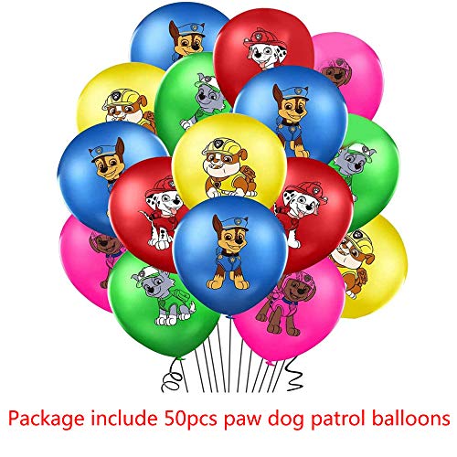 Globos de Látex Patrulla Canina Dog Cumpleaño Fiestas Decorar Patrulla Canina Dog Cumpleaños Globos Kit de Decoraciones de Cumpleaños de Patrulla Canina Dog para Niños Niñas 50PCS