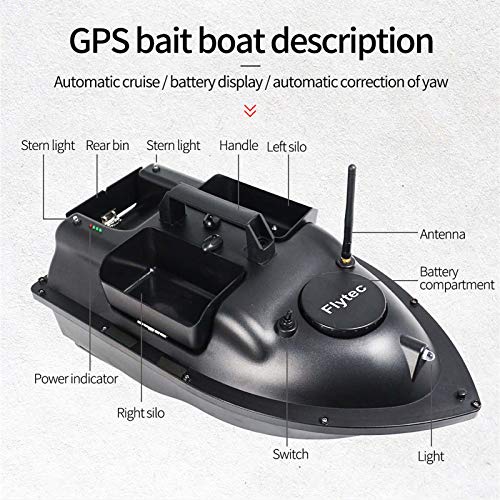 Goolsky Flytec V010 - Barco de cebo de pescado (2 kg, con GPS, 500 m, mando a distancia, 3 vías)