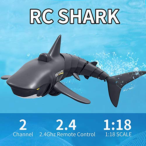 Goolsky Mini RC tiburón mando a distancia, juguete para natación, juguete bajo el agua, barco, eléctrico, barco de pesca, parodia juguete