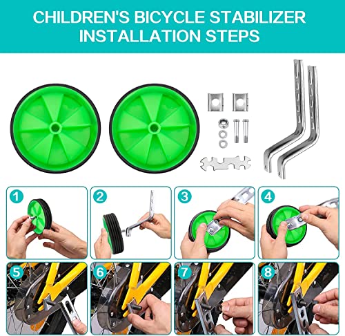 GOTOTOP Ruedines universales para bicicleta infantil de 12 a 20 pulgadas, 1 par, color verde