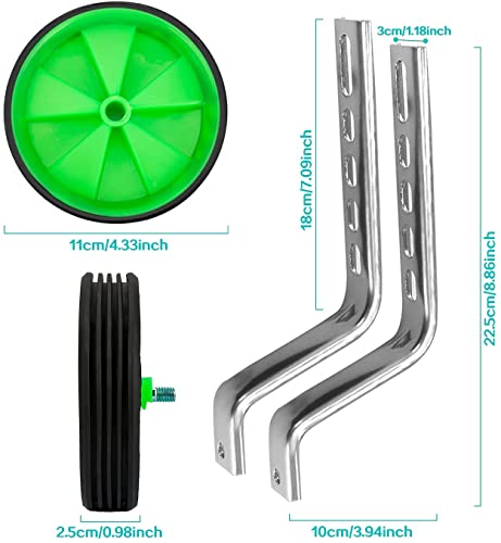 GOTOTOP Ruedines universales para bicicleta infantil de 12 a 20 pulgadas, 1 par, color verde