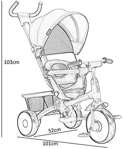 GPWDSN Protector De Lluvia Silla De Paseo Universal Cochecito De Niños, Triciclo Multifuncional Bicicleta De La Luz Kid Cochecito 0/4 Años De Edad (Color: Morado)