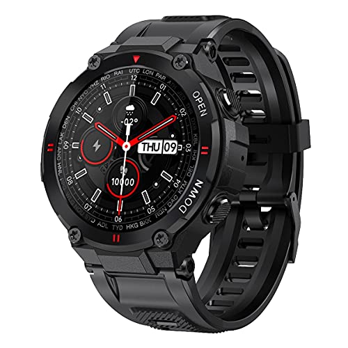 Greatangle-UK Reloj Inteligente K22 para Hombre, Deportes, Llamada inalámbrica, 2021, Nuevo Reloj Despertador con Control de música, recordatorio, Reloj Inteligente para teléfono, Negro