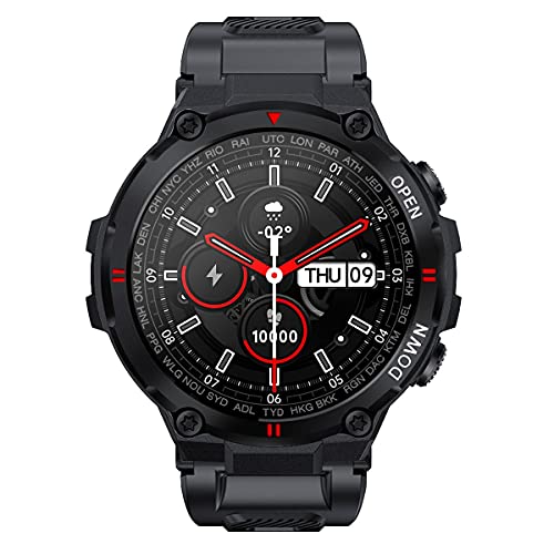 Greatangle-UK Reloj Inteligente K22 para Hombre, Deportes, Llamada inalámbrica, 2021, Nuevo Reloj Despertador con Control de música, recordatorio, Reloj Inteligente para teléfono, Negro