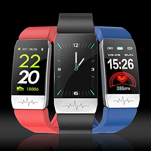 Greatangle-UK T1S Pulsera Inteligente Tempuratura Monitoreo de frecuencia cardíaca Detectores de sueño en Tiempo Real Fitness Sport Relojes Negro