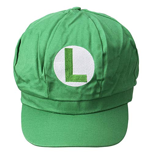 Greetuny 2X Gorra Mario Bros y Luigi,Disfraz de Adulto y Niños,Boina Unisex,Verde y Rojo (Verde)