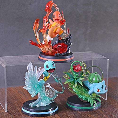 GSDGSD Anime Monster Center Charmander Bulbasaur Squirtle Fighting Ver. Figura de PVC Modelo de Juguete Estatuilla Regalo de cumpleaños