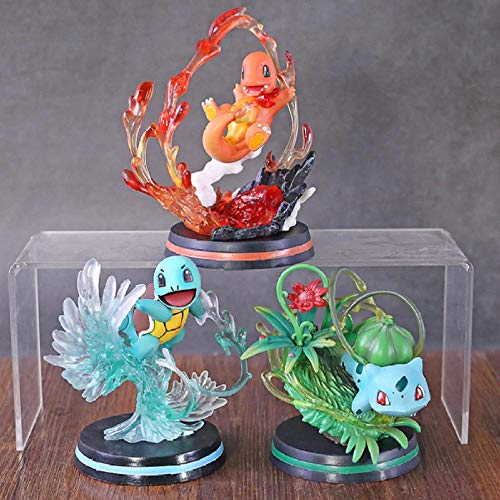 GSDGSD Anime Monster Center Charmander Bulbasaur Squirtle Fighting Ver. Figura de PVC Modelo de Juguete Estatuilla Regalo de cumpleaños