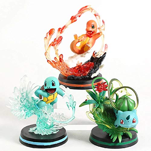 GSDGSD Anime Monster Center Charmander Bulbasaur Squirtle Fighting Ver. Figura de PVC Modelo de Juguete Estatuilla Regalo de cumpleaños