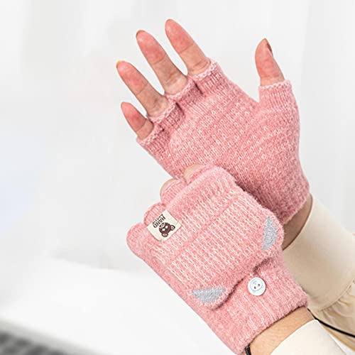 Guantes calientes con calefacción USB, guantes unisex con calefacción de medio dedo, guantes de media mano de punto lavables, calefacción de un solo lado, la mejor opción de regalo de invierno para mu