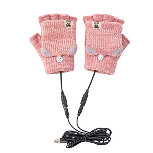 Guantes calientes con calefacción USB, guantes unisex con calefacción de medio dedo, guantes de media mano de punto lavables, calefacción de un solo lado, la mejor opción de regalo de invierno para mu