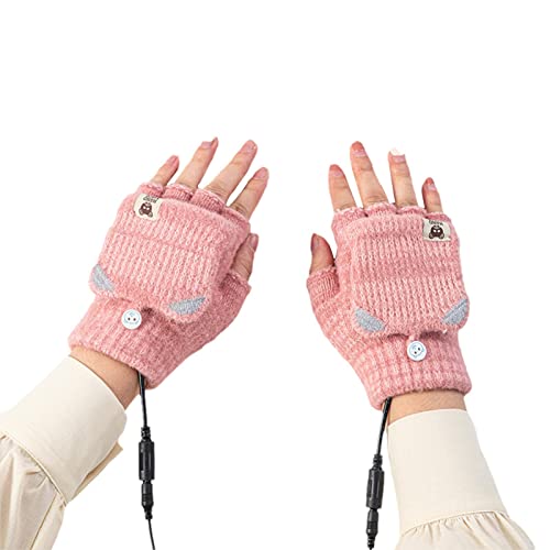 Guantes calientes con calefacción USB, guantes unisex con calefacción de medio dedo, guantes de media mano de punto lavables, calefacción de un solo lado, la mejor opción de regalo de invierno para mu