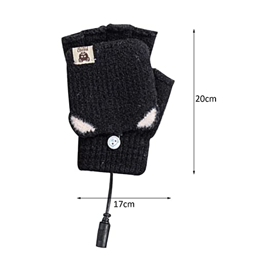 Guantes calientes con calefacción USB, guantes unisex con calefacción de medio dedo, guantes de media mano de punto lavables, calefacción de un solo lado, la mejor opción de regalo de invierno para mu