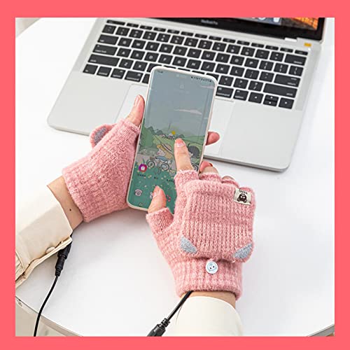 Guantes calientes con calefacción USB, guantes unisex con calefacción de medio dedo, guantes de media mano de punto lavables, calefacción de un solo lado, la mejor opción de regalo de invierno para mu