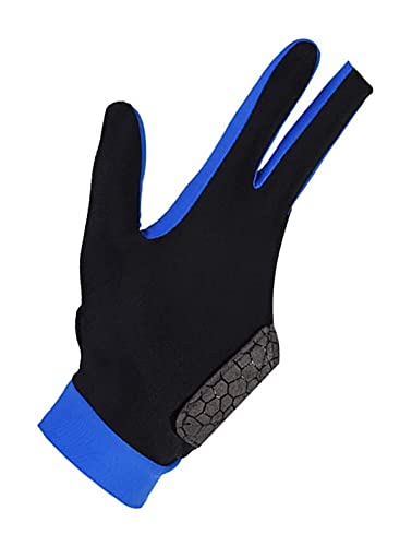 Guantes elásticos con 3 dedos para tiradores de billar, carom, billar, billar, taco de billar, ropa deportiva en la mano derecha o izquierda tamaño M (negro) (color: azul, tamaño: grande)