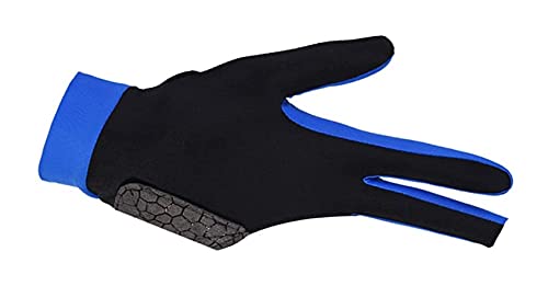 Guantes elásticos con 3 dedos para tiradores de billar, carom, billar, billar, taco de billar, ropa deportiva en la mano derecha o izquierda tamaño M (negro) (color: azul, tamaño: grande)