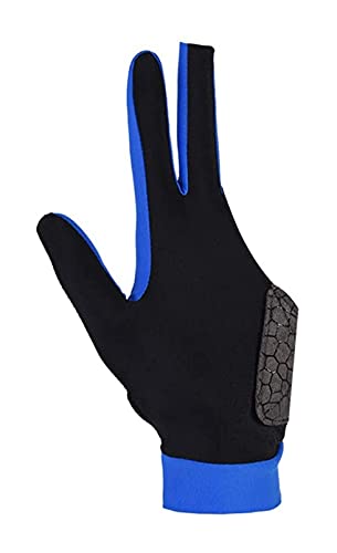 Guantes elásticos con 3 dedos para tiradores de billar, carom, billar, billar, taco de billar, ropa deportiva en la mano derecha o izquierda tamaño M (negro) (color: azul, tamaño: grande)