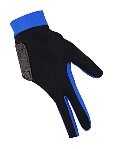 Guantes elásticos con 3 dedos para tiradores de billar, carom, billar, billar, taco de billar, ropa deportiva en la mano derecha o izquierda tamaño M (negro) (color: azul, tamaño: grande)