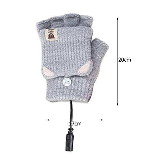 Guantes térmicos con carga USB, guantes de medio dedo de invierno, guantes térmicos de tejido cálido, calentador de manos con calentamiento sin dedos, calentamiento de un solo lado, la mejor opción de