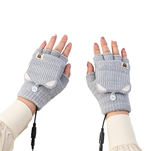 Guantes térmicos con carga USB, guantes de medio dedo de invierno, guantes térmicos de tejido cálido, calentador de manos con calentamiento sin dedos, calentamiento de un solo lado, la mejor opción de