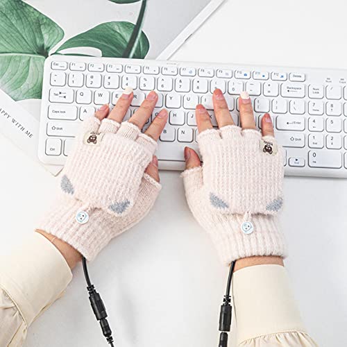 Guantes térmicos con carga USB, guantes de medio dedo de invierno, guantes térmicos de tejido cálido, calentador de manos con calentamiento sin dedos, calentamiento de un solo lado, la mejor opción de