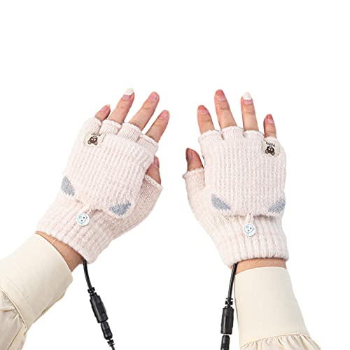 Guantes térmicos con carga USB, guantes de medio dedo de invierno, guantes térmicos de tejido cálido, calentador de manos con calentamiento sin dedos, calentamiento de un solo lado, la mejor opción de