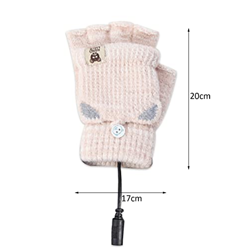 Guantes térmicos unisex con USB, guantes térmicos lavables de medio dedo, guantes térmicos tejidos de invierno, calentador de manos calefactor de un solo lado, guantes calefactores sin dedos para niña