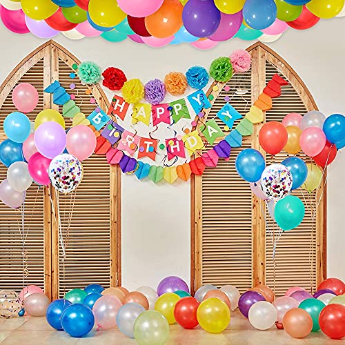 Guirnalda de globos, arcoíris, guirnalda de globos, juego de decoración, 130 unidades de globos, multicolor, 3 unidades de globos de helio para cumpleaños, bodas, decoración de fiestas de bebés