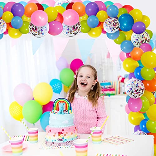 Guirnalda de globos, arcoíris, guirnalda de globos, juego de decoración, 130 unidades de globos, multicolor, 3 unidades de globos de helio para cumpleaños, bodas, decoración de fiestas de bebés