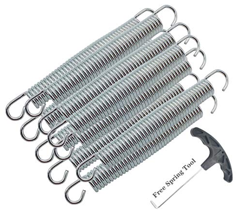 GZFTM Muelles para trampolín, metal resistente a la corrosión y muelles de larga duración, 10 muelles para trampolín de fitness + 1 herramienta de resortes, 128 mm - 5 pulgadas