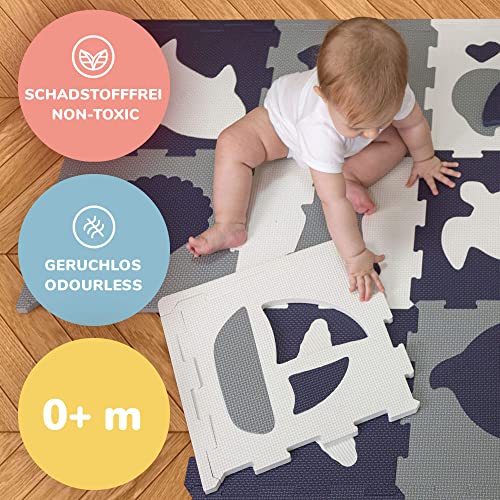 Hakuna Matte Alfombra Puzzle Infantil para Niños | 12 Piezas Espuma EVA con Criaturas del Mar | 20% + Gruesa y Suave para Gatear y Aprender | 100% Segura, No Tóxica, sin Olor