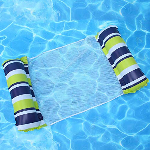 Hamaca Flotante Adultos Hamaca Hinchable Para Piscina Hamaca de Agua Inflable Flotador Juguete Para Niños Con Inflador(Azul y amarillo)