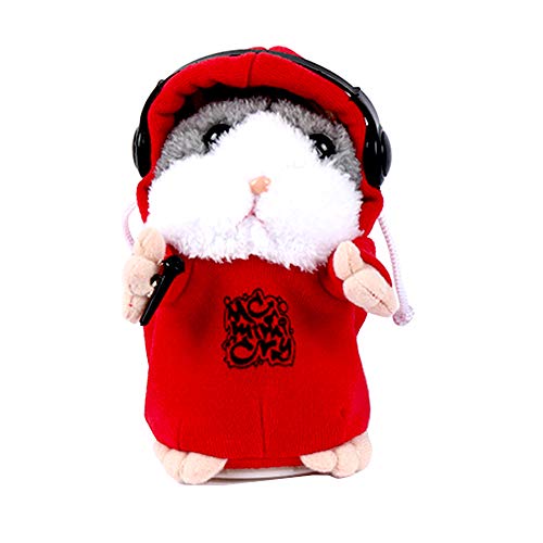 Hamster de Peluche de Juguete,Talking Hamster Repite lo que Dices Cute Plush Electronic Mimicry Hamster Juguete de Peluche Interactivo Regalo para Niños Cumpleaños y Fiesta (Rojo Estilo Aleatorio)