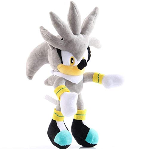 Hao-zhuokun 30cm de Peluche de Juguete Sonic Toys Silver Blue Sonic Plush Set Super Sonic The Hedgehog Plush Toy Sonic Tails