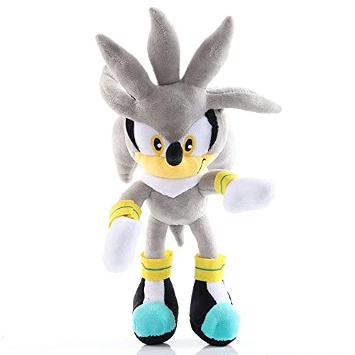 Hao-zhuokun 30cm de Peluche de Juguete Sonic Toys Silver Blue Sonic Plush Set Super Sonic The Hedgehog Plush Toy Sonic Tails