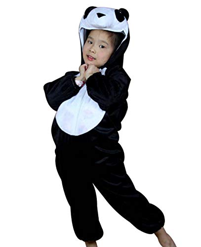 Happy cherry - Pijamas Disfraces Cosplay de Animales para Niñas Niños Infantil Ropa de Dormir de Panda en 3D para Carnaval Halloween Navidad Negro - Talla 150cm/ES 10-11 Años