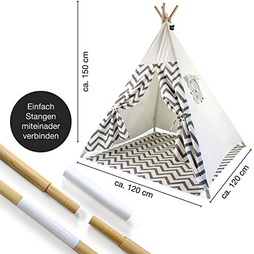 Hej Lønne Tipi - Tienda de campaña para niños (120 x 120 x 150 cm, Incluye Bolsa e Instrucciones, no Contiene sustancias nocivas)