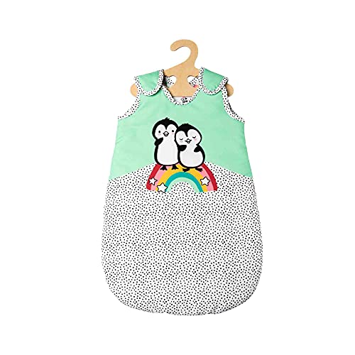 Heless 2194-Saco de Dormir para muñecas con diseño Lunares, con Estampado de pingüinos y Cierre de Velcro, Suave, tamaño 35-45 cm, Multicolor (2194)