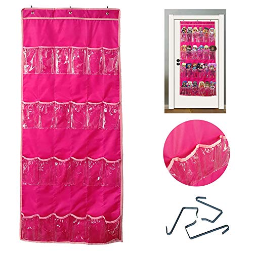 Helimwint Organizador Puerta Colgante con 24 Bolsillos Transparentes, Almacenamiento Ideal para Muñecas Pequeñas, Accesorios de Juguetes y más Coleccionables