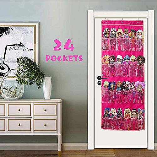 Helimwint Organizador Puerta Colgante con 24 Bolsillos Transparentes, Almacenamiento Ideal para Muñecas Pequeñas, Accesorios de Juguetes y más Coleccionables