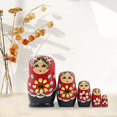 Hellery Muñecas Anidadas Rusas Hechas a Mano Matryoshka Juguete Anidado Regalo Navidad Halloween año Nuevo - Rojo