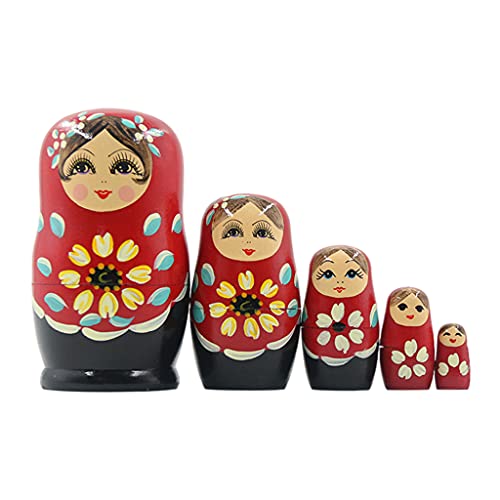 Hellery Muñecas Anidadas Rusas Hechas a Mano Matryoshka Juguete Anidado Regalo Navidad Halloween año Nuevo - Rojo