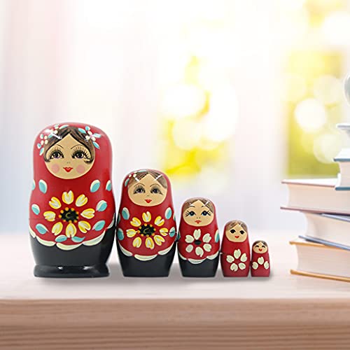 Hellery Muñecas Anidadas Rusas Hechas a Mano Matryoshka Juguete Anidado Regalo Navidad Halloween año Nuevo - Rojo