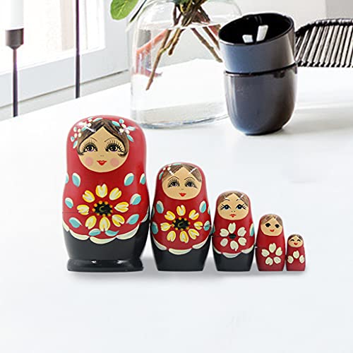 Hellery Muñecas Anidadas Rusas Hechas a Mano Matryoshka Juguete Anidado Regalo Navidad Halloween año Nuevo - Rojo